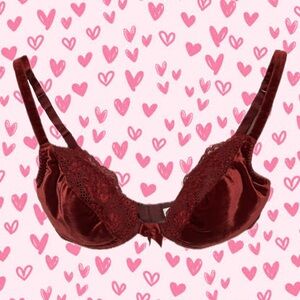 Vintage Victoria’s Secret Red Velvet Bra - 34B